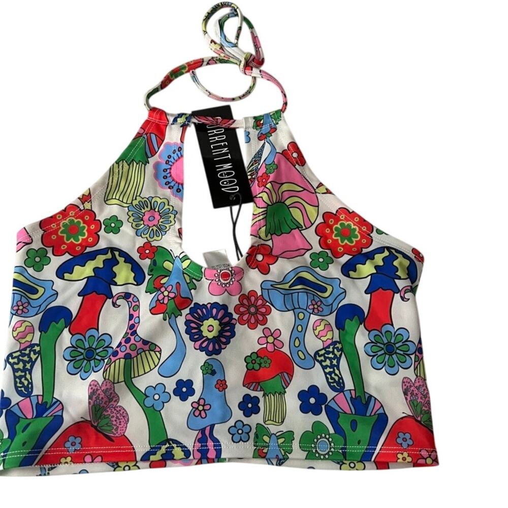 Current Mood Multicolor Mushroom Halter Tank Top